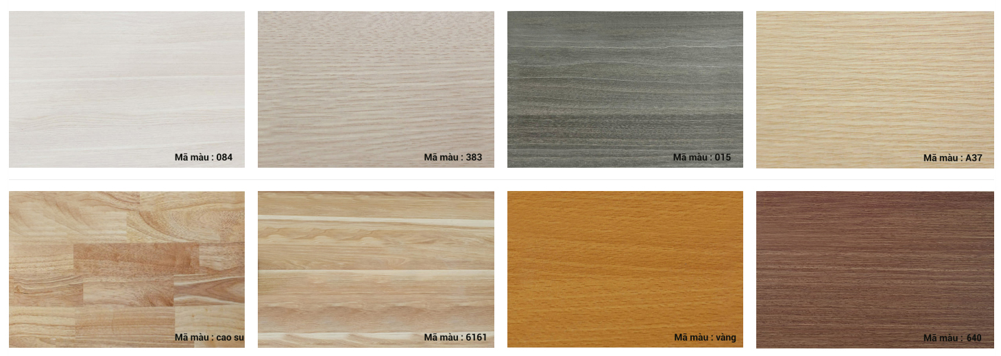 Bảng màu gỗ của bàn chân sắt chữ K mặt cao su BCK02