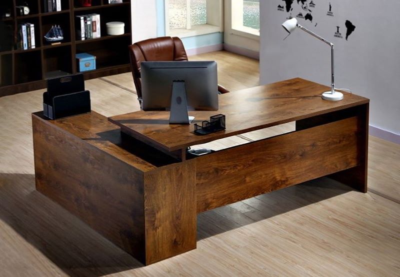 bàn giám đốc gỗ tự nhiên chữ L