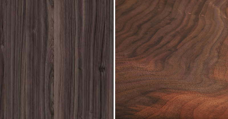 Bên trái là màu gỗ công nghiệp, bên phải là màu gỗ tự nhiên