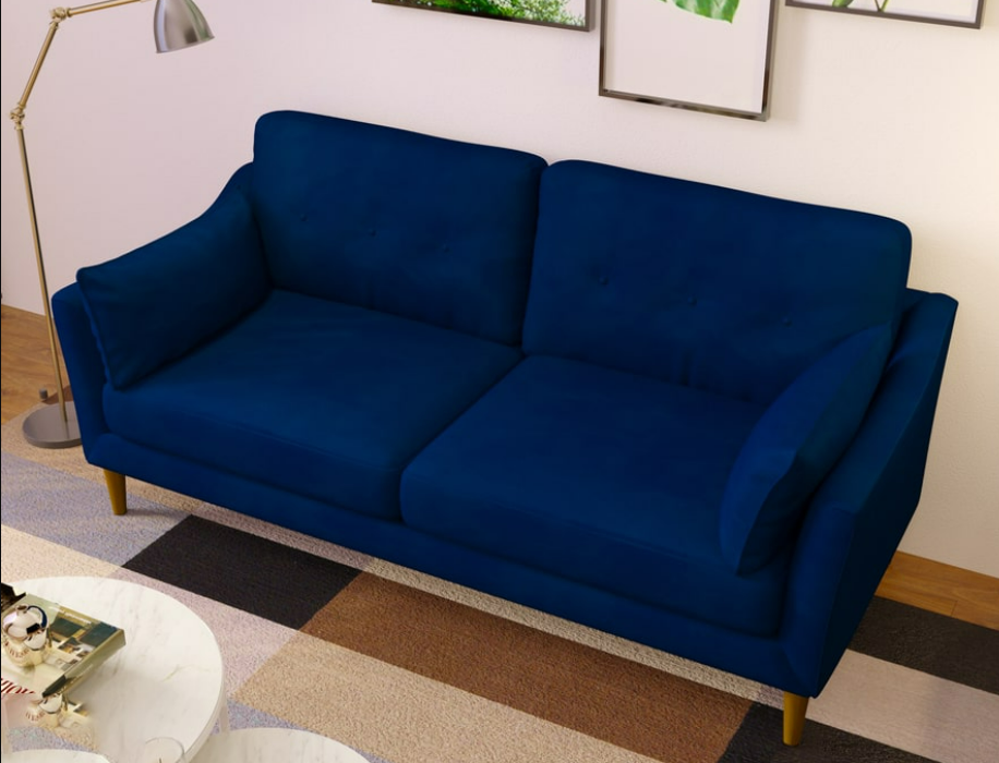 Ghế sofa gỗ đệm màu xanh