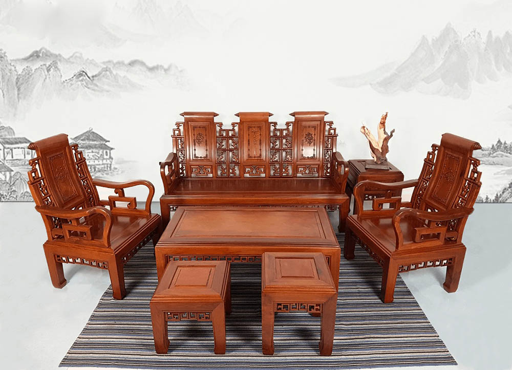 Bộ bàn ghế bằng chất liệu gỗ cẩm xe