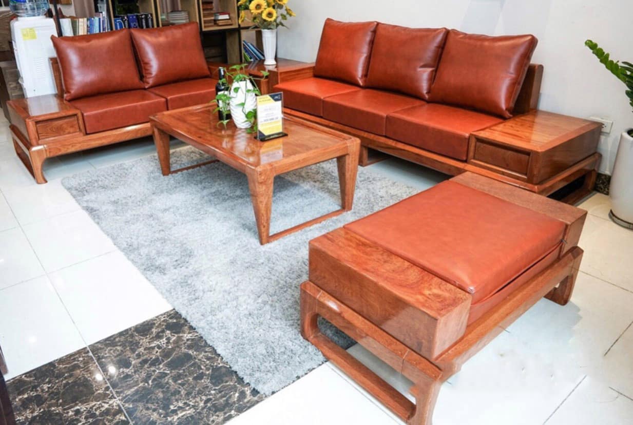 sofa gỗ hương đá hiện đại